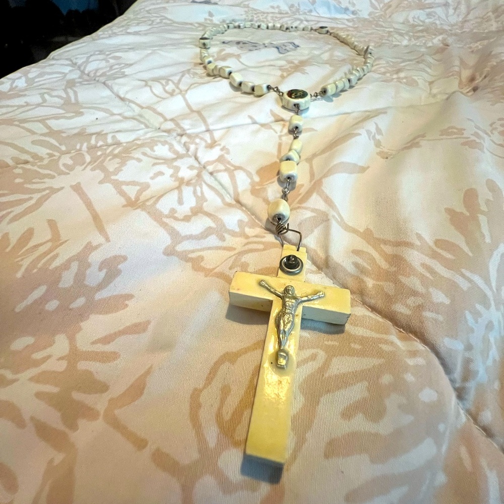 Antique Stanhope lens bone Rosary